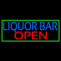 Liquor Bar Open With Green Border Neonkyltti