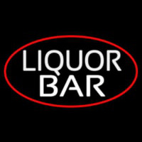 Liquor Bar Oval With Red Border Neonkyltti
