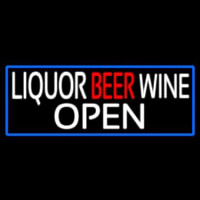 Liquor Beer Wine Open With Blue Border Neonkyltti