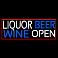 Liquor Beer Wine Open With Red Border Neonkyltti