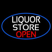 Liquor Store Open Oval With Blue Border Neonkyltti