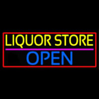 Liquor Store Open With Red Border Neonkyltti