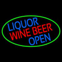 Liquor Wine Beer Open Oval With Green Border Neonkyltti