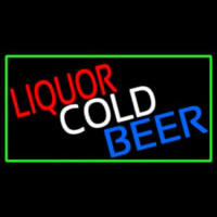 Liquors Cold Beer With Green Border Neonkyltti