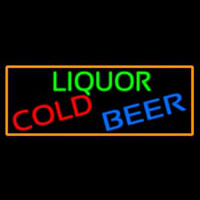 Liquors Cold Beer With Orange Border Neonkyltti