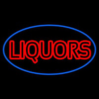 Liquors Oval With Blue Border Neonkyltti