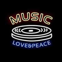 MUSIC LOVE PEACE Neonkyltti