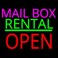 Mailbo  Rental Block Open Green Line Neonkyltti