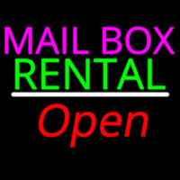 Mailbo  Rental Open White Line Neonkyltti