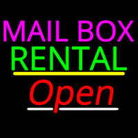 Mailbo  Rental Open Yellow Line Neonkyltti