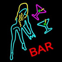Martini Glasses Girl Bar Neonkyltti