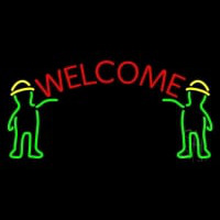 Men Holding Welcome Banner Neonkyltti