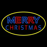 Merry Christmas Yellow Border Neonkyltti