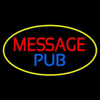 Message Pub Oval With Yellow Border Neonkyltti