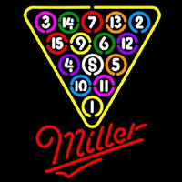 Miller 15 Ball Billiards Pool Beer Sign Neonkyltti