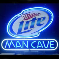 Miller Lite Man Cave Open Neonkyltti
