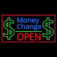 Money Change Dollar Logo Open Red Border Neonkyltti