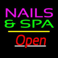 Nails And Spa Open Yellow Line Neonkyltti