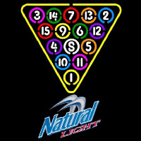 Natural Light 15 Ball Billiards Pool Beer Sign Neonkyltti