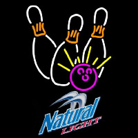 Natural Light Bowling White Pink Beer Sign Neonkyltti