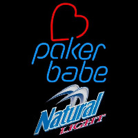 Natural Light Poker Girl Heart Babe Beer Sign Neonkyltti