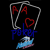 Natural Light Purple Lettering Red Heart White Cards Poker Beer Sign Neonkyltti