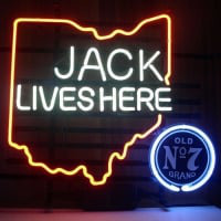 New Jack Daniels Lives Here Ohio Old #7 Whiskey Real Neon Olut Baari Kyltti