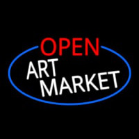 Open Art Market Oval With Blue Border Neonkyltti