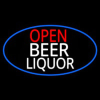 Open Beer Liquor Oval With Blue Border Neonkyltti