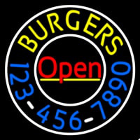 Open Burgers With Numbers Circle Neonkyltti