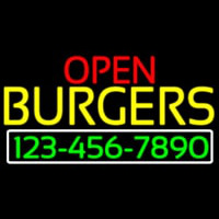 Open Burgers With Numbers Neonkyltti