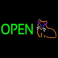 Open Cat Logo Green Letters Neonkyltti