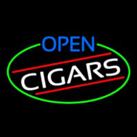 Open Cigars Oval With Green Border Neonkyltti