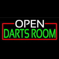 Open Darts Room With Red Border Neonkyltti