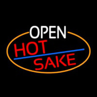 Open Hot Sake Oval With Orange Border Neonkyltti