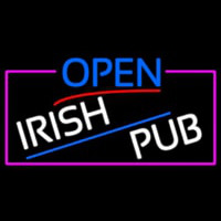 Open Irish Pub With Pink Border Neonkyltti