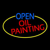 Open Oil Painting Oval With Yellow Border Neonkyltti