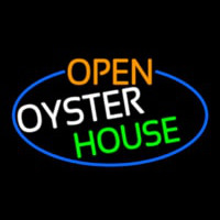 Open Oyster House Oval With Blue Border Neonkyltti