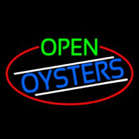 Open Oysters Oval With Red Border Neonkyltti