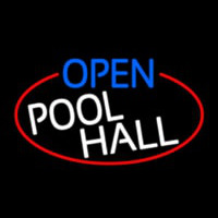 Open Pool Hall Oval With Red Border Neonkyltti
