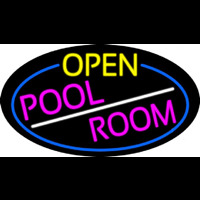 Open Pool Room Oval With Blue Border Neonkyltti