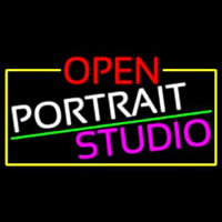 Open Portrait Studio With Yellow Border Neonkyltti