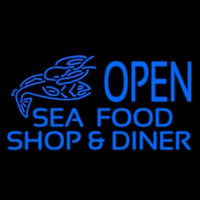 Open Seafood Shop And Diner Neonkyltti