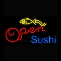 Open Sushi Fish Neonkyltti