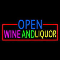 Open Wine And Liquor With Red Border Neonkyltti