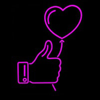 Outline White Thumb Up Icon With Heart Balloon Neonkyltti