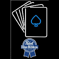 Pabst Blue Ribbon Cards Beer Sign Neonkyltti
