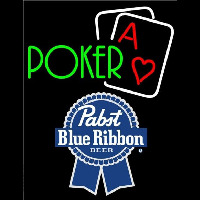 Pabst Blue Ribbon Green Poker Beer Sign Neonkyltti