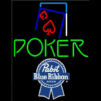 Pabst Blue Ribbon Green Poker Red Heart Beer Sign Neonkyltti
