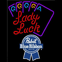 Pabst Blue Ribbon Lady Luck Series Beer Sign Neonkyltti